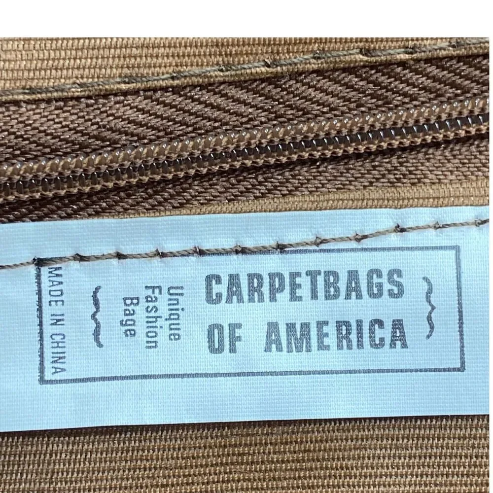 Tapestry Carpet Bag Purse Satchel Carpetbags Of America Womens Tan Inner Pockets